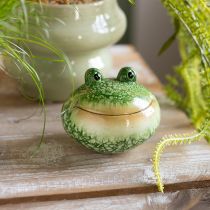Itens Conjunto de 2 peças de sapos decorativos para uma decoração divertida de casa e jardim. Cor verde, 11 cm.