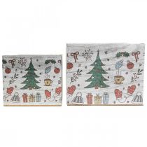 Itens Floreira de madeira Decoração de Natal branca, cor 20 × 20/15 × 15cm, conjunto de 2