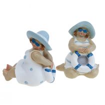 Maritime Deco Ladies Deco Figures Baddeko H10/9,5cm Conjunto de 2