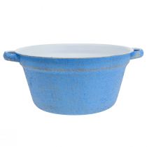 Itens Floreira decorativa azul metal deco surrado Ø21cm A10,5cm