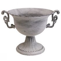 Tigela decorativa Taça decorativa branca lavada metal Ø20cm A17.5cm