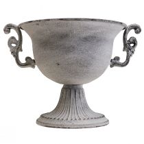 Tigela decorativa Taça decorativa branca lavada metal Ø20cm A17.5cm