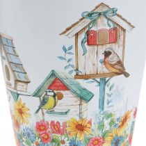 Itens Pote de lata com casinhas, decoração de verão, floreira A14,5cm Ø13,5cm