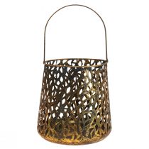 Deco lanterna decoração de mesa suporte tealight ouro antigo 14,5 cm