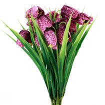 Itens Fritillaria Roxo Quadriculado Tabuleiro Flor Artificial Flores 28cm 6 pcs