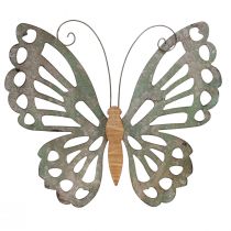 Arte de parede borboleta deco metal madeira vintage 46 × 43 cm
