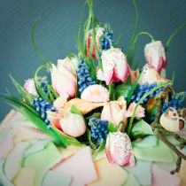 Itens Flores xadrez Fritillaria artificial branca, verde 40cm 12 unid.