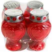 Itens Velas de sepultura coração vermelho luz de luto luz memorial 9×8×15cm 24h 4 pcs