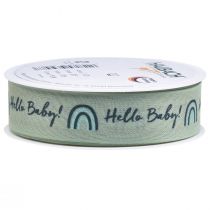 Itens Fita para presente Hello Baby fita decorativa verde 25mm 16m