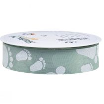 Itens Fita de presente decoração de pés de bebê batismo verde 25mm 16m