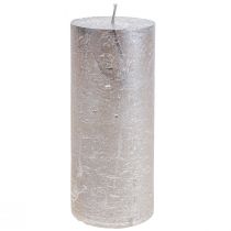 Itens Velas pilares platina padrão brilhante 200mm Ø85mm 2 unidades