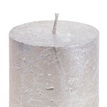 Itens Velas pilares platina padrão brilhante 200mm Ø85mm 2 unidades