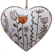 Decoração suspensa decoração de metal corações e flores brancas 10cm 4 unidades