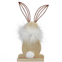 Coelhinho decorativo coelhinhos de madeira com penas decoração de Páscoa Alt.17,5cm 3 unidades