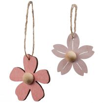 Itens Flores de madeira decoração suspensa madeira decoração de verão rosa 4,5 cm 24 unidades