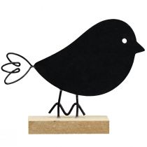Pássaros decorativos pássaros de madeira pretos decoração de madeira primavera 13,5 cm 6 unidades