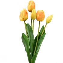 Itens Decoração de tulipas amarelas laranja com toque real flores artificiais 49 cm 5 unidades