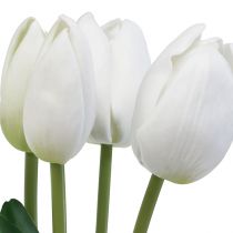 Itens Decoração de tulipas brancas com toque real flores artificiais primavera 49 cm 5 unidades