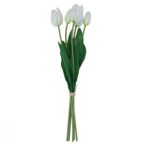 Itens Decoração Tulipas Brancas Toque Real Flores Artificiais Primavera 49cm 5 un