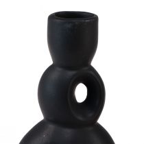 Itens Castiçal de cerâmica preto moderno H16cm 2 unidades