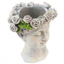 Itens Rosto de vaso de flores busto feminino cabeça de planta aparência de concreto Alt.18cm