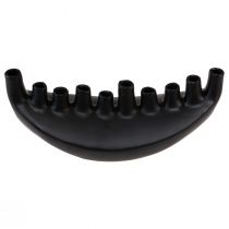 Itens Vaso Cerâmico Navio Mesa Decoração Preto Abstrato Moderno H15cm