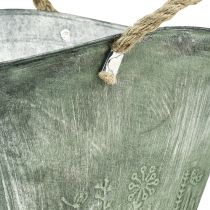 Itens Vaso com alças saco metal juta 24,5×17×15,5cm