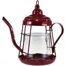 Itens Porta-velas lanterna de vidro bule vermelho Ø15cm Alt.26cm