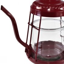 Itens Porta-velas lanterna de vidro bule vermelho Ø15cm Alt.26cm