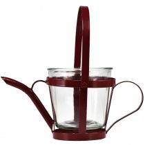 Itens Lanterna de vidro decorativo regador metal vermelho Ø14cm Alt.13cm