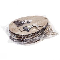 Itens Ovos de Páscoa para pendurar ovo de madeira com coelhinho branco natural 10cm 6 unidades