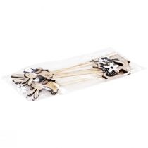 Itens Plugue de flores Coelhinho da Páscoa preto branco natural Alt.9cm 12 unidades