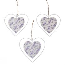 Itens Corações decorativos para pendurar lilás branco 18,5×17cm 4 unidades