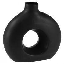 Itens Vaso Moderno Cerâmica Preto Moderno Oval 21×7×20cm