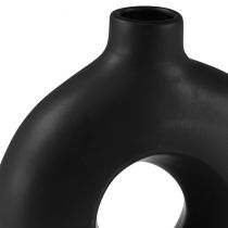 Itens Vaso Moderno Cerâmica Preto Moderno Oval 21×7×20cm