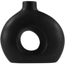 Itens Vaso Moderno Cerâmica Preto Moderno Oval 21×7×20cm