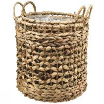 Itens Conjunto de 2 cestos para plantas feitos de erva-marinha e jacinto-d'água Ø31/26cm - cesto decorativo, cesto para flores, organizador, ecológico, natural