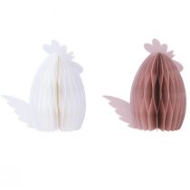 Itens Decoração Galinha Branca Laranja Figuras Favo de Mel Páscoa 19×12×20cm 2 pcs