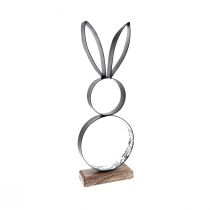 Itens Coelhinho da Páscoa coelhos pretos prateados metal madeira 13,5×37cm
