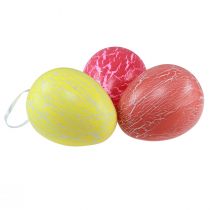 Itens Cabide decorativo para ovos de Páscoa craquelure amarelo/rosa/vermelho Alt.11,5cm 3 unid.