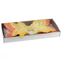 Itens Borboletas decorativas em penas de arame laranja amarelo 7×11cm 12 un