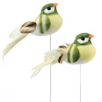 Itens Pássaro de penas em arame pássaro decorativo com penas verde laranja 4 cm 12 unidades