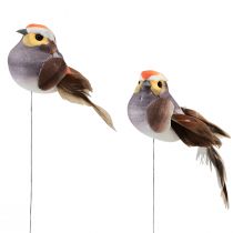 Itens Pássaro de penas em arame pássaro decorativo com penas cinza 4 cm 12 unidades