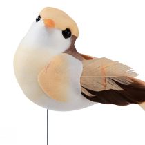 Itens Pássaro de penas em arame, pássaro decorativo com penas laranja marrom 4 cm 12 unidades