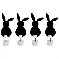 Itens Suporte de decoração de mesa coelhinhos da Páscoa em feltro preto 28,5 cm 4 unidades