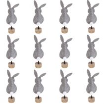 Itens Suporte de decoração de mesa coelhinho da Páscoa decoração feltro cinza 19cm 12 unidades