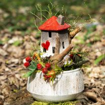 Itens Casas de cerâmica amorosas - desenho de coração, vermelho e natural, 17,5 cm - decoração romântica para a casa, 2 peças