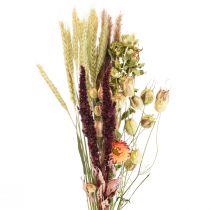 Buquê de flores secas flores de palha laranja roxo 55cm 70g