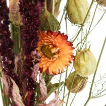 Buquê de flores secas flores de palha laranja roxo 55cm 70g