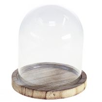 Decoração de sino de vidro placa de madeira decoração de mesa mini sino de queijo H13cm